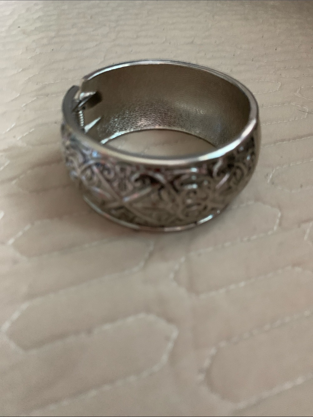 Intricate Silver Celtic-Style Hinged Bangle Bracelet